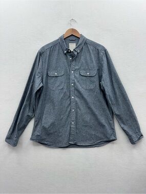 Life After Denim Mens XL Charcoal Chambray Long Sleeve Shirt